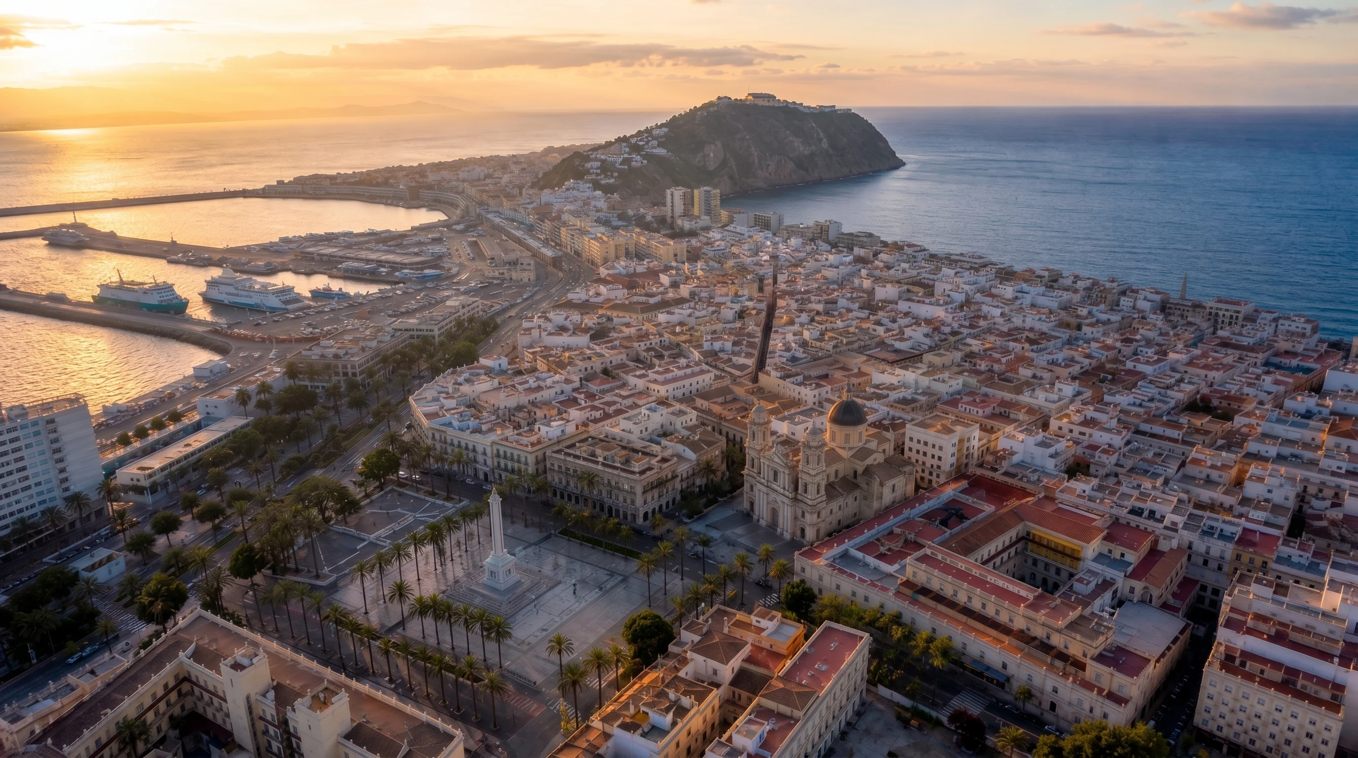 Vista aérea de Ceuta — puerto y Plaza de África · Cooperativa Arrabal 6